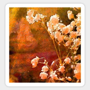 White flowers on the terracotta background. Sticker